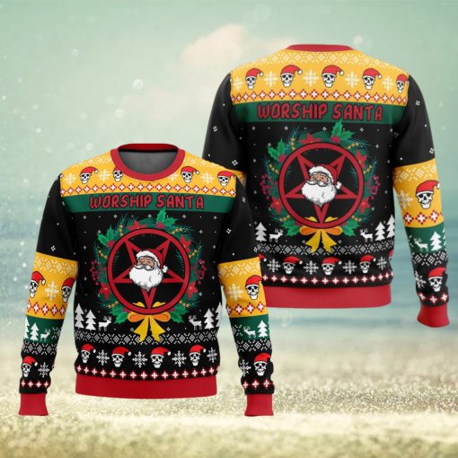 Worship Santa Ugly Christmas Sweater