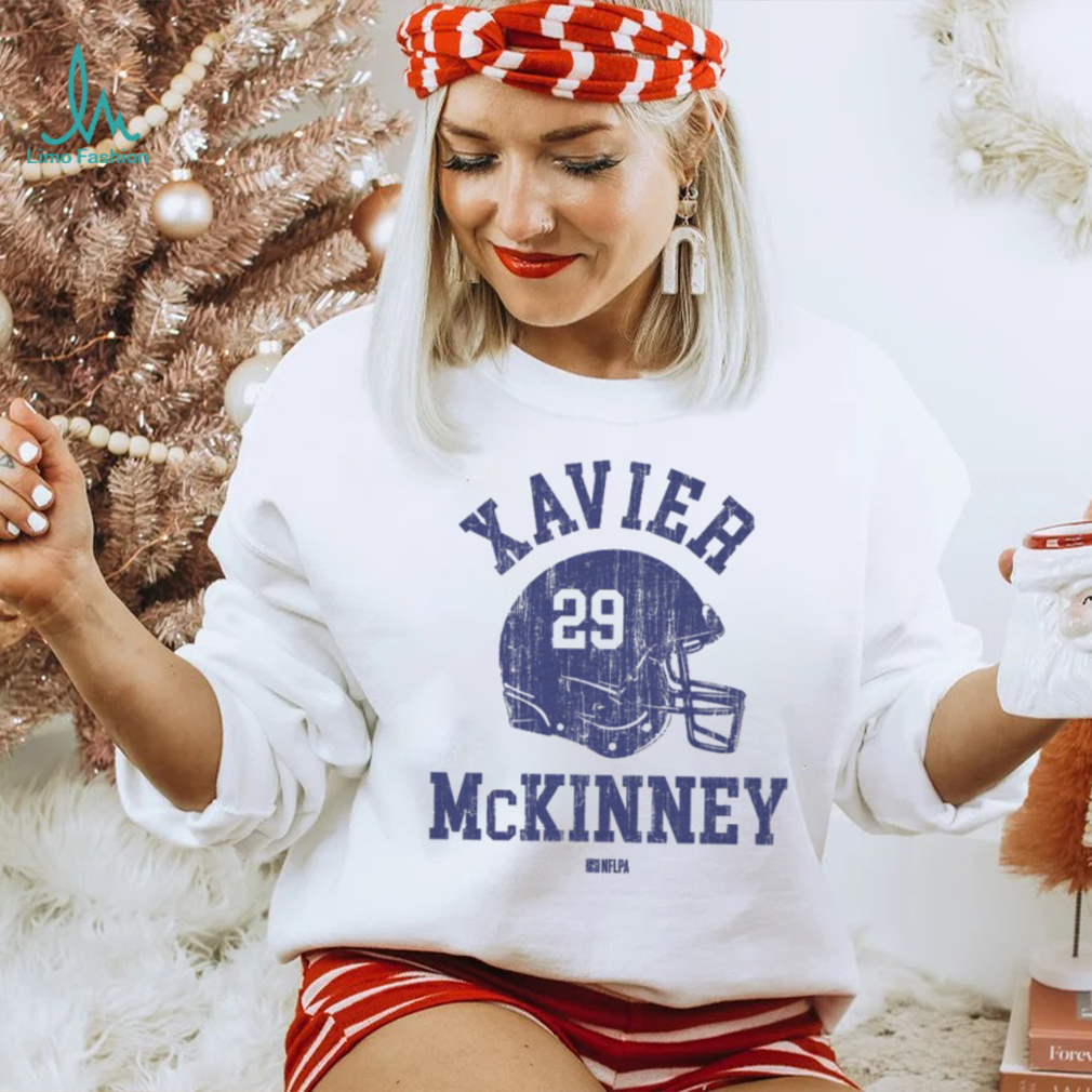 Xavier McKinney New York G Helmet Font Shirt Xavier McKinney New York G Helmet Font Shirt