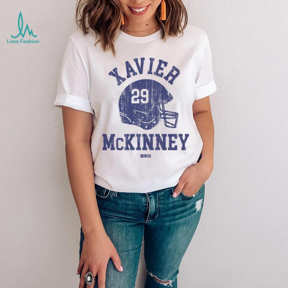 Xavier McKinney New York G Helmet Font Shirt Xavier McKinney New York G Helmet Font Shirt