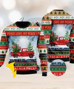 Xmas Flamingos Ride Red Truck Christmas Ugly Sweater 3D