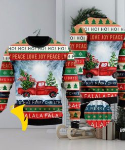 Xmas Flamingos Ride Red Truck Christmas Ugly Sweater 3D