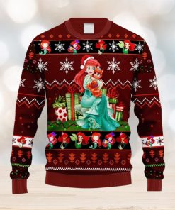 Xmas Little Ariel Mermaid Red Brown Christmas Ugly Sweater 3D