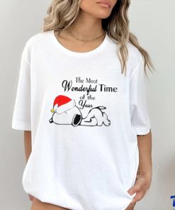 Xmas Santa Snoopy sleep the most Wonderful time of the year t shirt