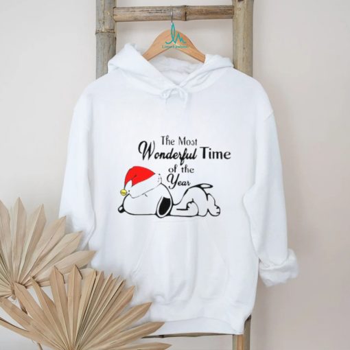 Xmas Santa Snoopy sleep the most Wonderful time of the year t shirt