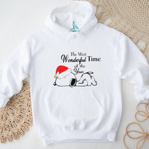 Xmas Santa Snoopy sleep the most Wonderful time of the year t shirt