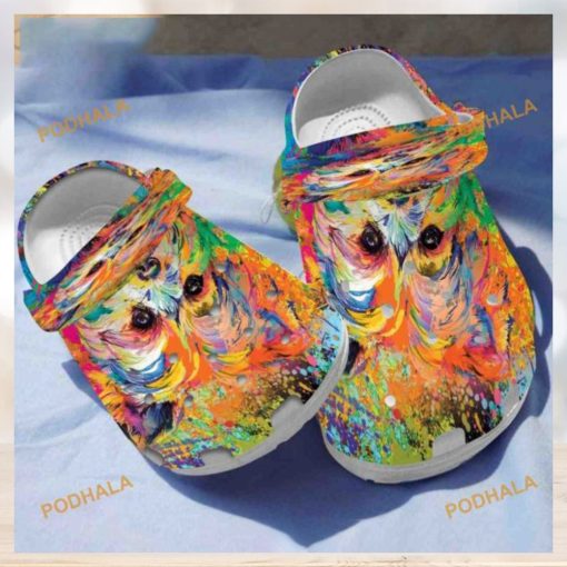 Yorkshire Terrier Puppy Lover Portrait Crocs, Painted Yorkshire Clogs