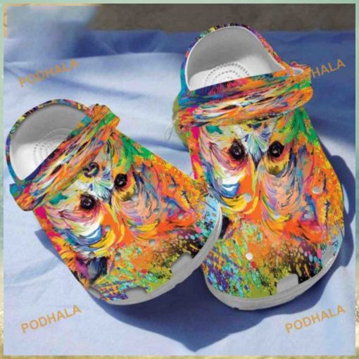 Yorkshire Terrier Puppy Lover Portrait Crocs, Painted Yorkshire Clogs