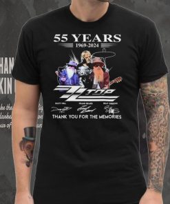 ZZ Top band 55 Years 1969 2024 Signed Thank You Memories Shirt, Dusty Hill, Billy Gibbons, Frank Beard