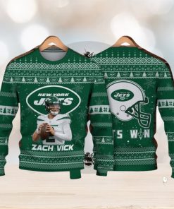 Zach Wilson New York Jets Jach Vick Jets Win NFL Christmas Ugly Sweater 3D Gift Christmas