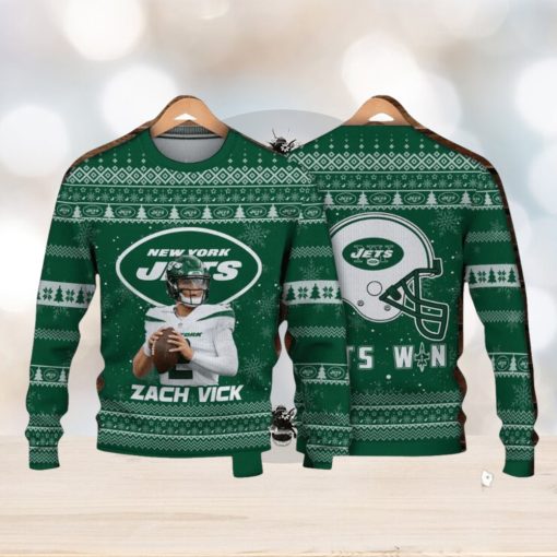 Zach Wilson New York Jets Jach Vick Jets Win NFL Christmas Ugly Sweater 3D Gift Christmas