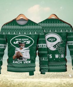 Zach Wilson New York Jets Jach Vick Jets Win NFL Christmas Ugly Sweater 3D Gift Christmas