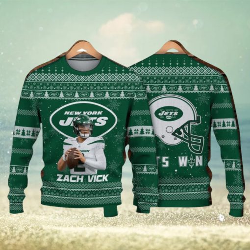 Zach Wilson New York Jets Jach Vick Jets Win NFL Christmas Ugly Sweater 3D Gift Christmas