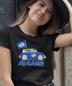 aby Yoda Drive A Car Los Angeles Rams Football Flag Logo Shirt