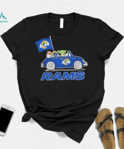 aby Yoda Drive A Car Los Angeles Rams Football Flag Logo Shirt