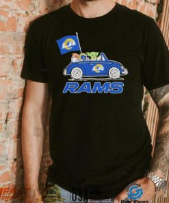 aby Yoda Drive A Car Los Angeles Rams Football Flag Logo Shirt