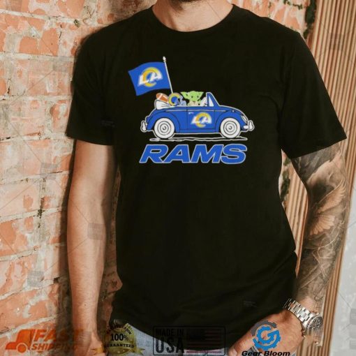 aby Yoda Drive A Car Los Angeles Rams Football Flag Logo Shirt