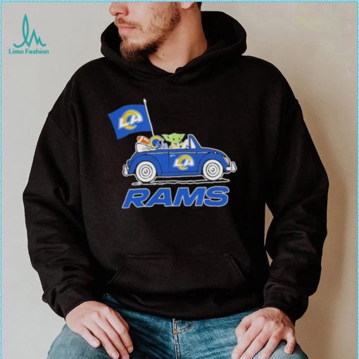aby Yoda Drive A Car Los Angeles Rams Football Flag Logo Shirt
