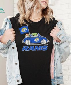 aby Yoda Drive A Car Los Angeles Rams Football Flag Logo Shirt