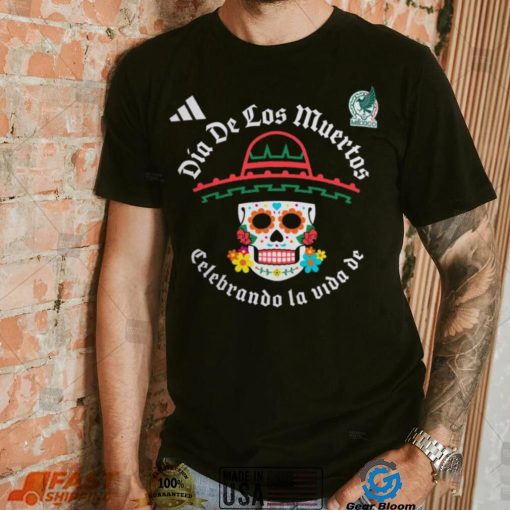 adidas Adult Mexico 2024 Day of the Dead Skull Black Shirt