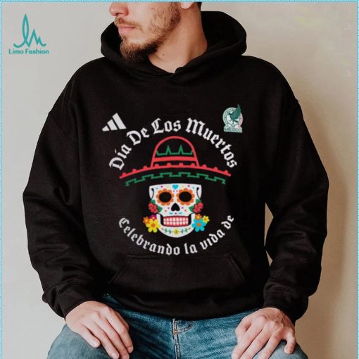 adidas Adult Mexico 2024 Day of the Dead Skull Black Shirt