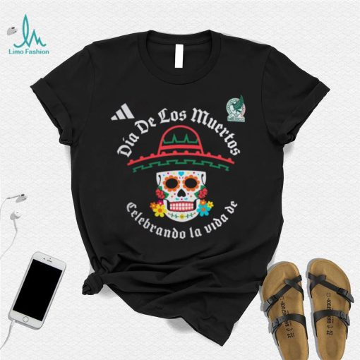 adidas Adult Mexico 2024 Day of the Dead Skull Black Shirt