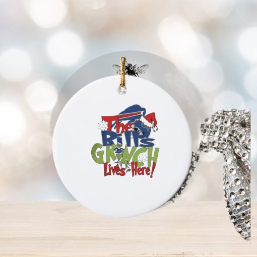 the buffalo bills x grinch lives here christmas ornament Circle