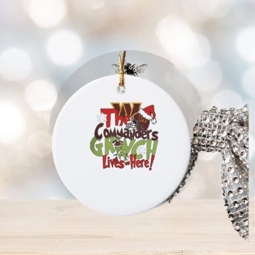 the commanders grinch lives here christmas ornament Circle