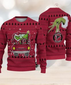 tlanta Falcons And Grinch Driving With Pine Trees Ugly Christmas Sweater