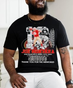 16 Joe Montana San Francisco 49ers 1979 1992 thank you for the memories shirt