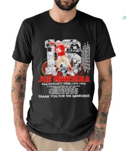 16 Joe Montana San Francisco 49ers 1979 1992 thank you for the memories shirt