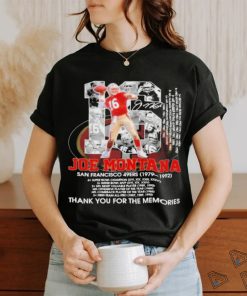 16 Joe Montana San Francisco 49ers 1979 1992 thank you for the memories shirt