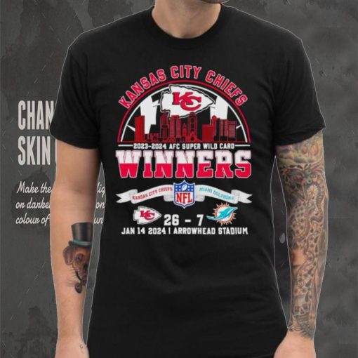 2023 2024 AFC Super Wild Card winners Kansas City Chiefs 26 27 Miami Dolphins shirt