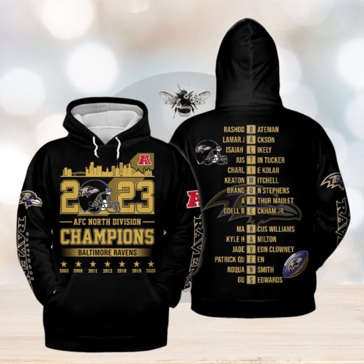 2023 AFC North Division Champions Baltimore Ravens Black Version Hoodie T Shirt