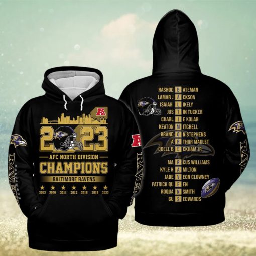 2023 AFC North Division Champions Baltimore Ravens Black Version Hoodie T Shirt