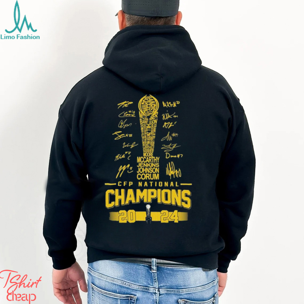 2023 CFP Trophy Michigan Wolverines National Champions Signatures Shirt 2023 CFP Trophy Michigan Wolverines National Champions Signatures Shirt