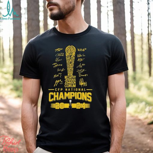 2023 CFP Trophy Michigan Wolverines National Champions Signatures Shirt