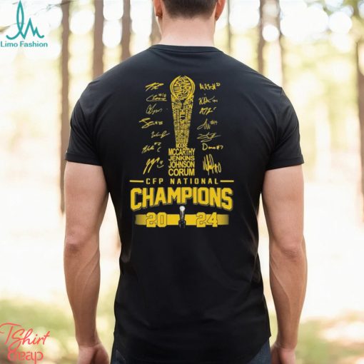 2023 CFP Trophy Michigan Wolverines National Champions Signatures Shirt