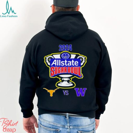 2024 Allstate Sugar Bowl Texas Longhorns vs. Washington Huskies matchup logo shirt