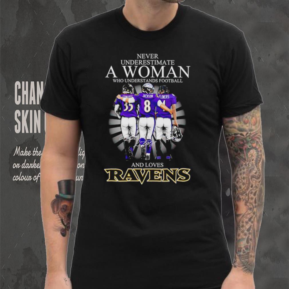 2024 Baltimore Ravens never underestimate a woman who understands football and loves Ravens shirt 2024 Baltimore Ravens never underestimate a woman who understands football and loves Ravens shirt