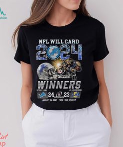2024 NFL Will Card Playoffs Winners Detroit Lions 24 – 23 Los Angeles Rams January 15, 2024, Ford Field Stadium T Shirt