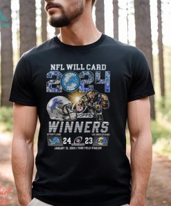 2024 NFL Will Card Playoffs Winners Detroit Lions 24 – 23 Los Angeles Rams January 15, 2024, Ford Field Stadium T Shirt