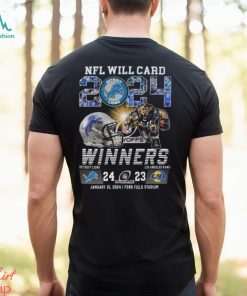 2024 NFL Will Card Playoffs Winners Detroit Lions 24 – 23 Los Angeles Rams January 15, 2024, Ford Field Stadium T Shirt