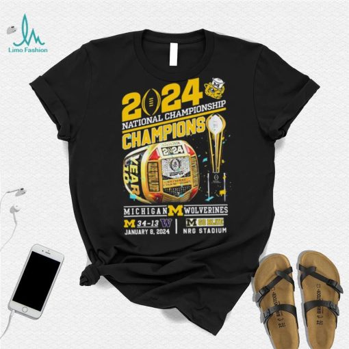 2024 National Championship Champions Michigan Wolverines 34 13 Washington Go Blue Rings Shirt