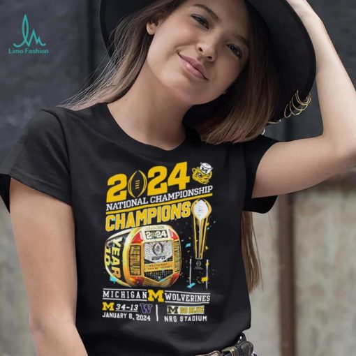 2024 National Championship Champions Michigan Wolverines 34 13 Washington Go Blue Rings Shirt