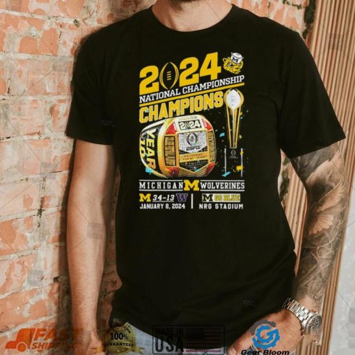 2024 National Championship Champions Michigan Wolverines 34 13 Washington Go Blue Rings Shirt