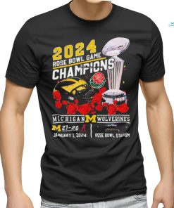 2024 Rose Bowl Game Champions Michigan Wolverines 27 – 20 Alabama Crimson Tide January 1, 2024 Rose Bowl Stadium t shirt