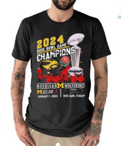 2024 Rose Bowl Game Champions Michigan Wolverines 27 – 20 Alabama Crimson Tide January 1, 2024 Rose Bowl Stadium t shirt