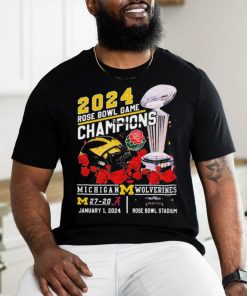 2024 Rose Bowl Game Champions Michigan Wolverines 27 – 20 Alabama Crimson Tide January 1, 2024 Rose Bowl Stadium t shirt