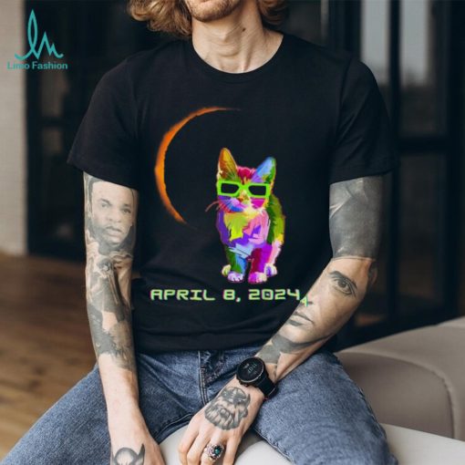 2024 Solar Eclipse Cat Wearing Solar Eclipse Glasses T Shirt
