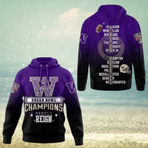 2024 Sugar Bowl Champions Washington Huskies 3D Purple Reign Hoodie